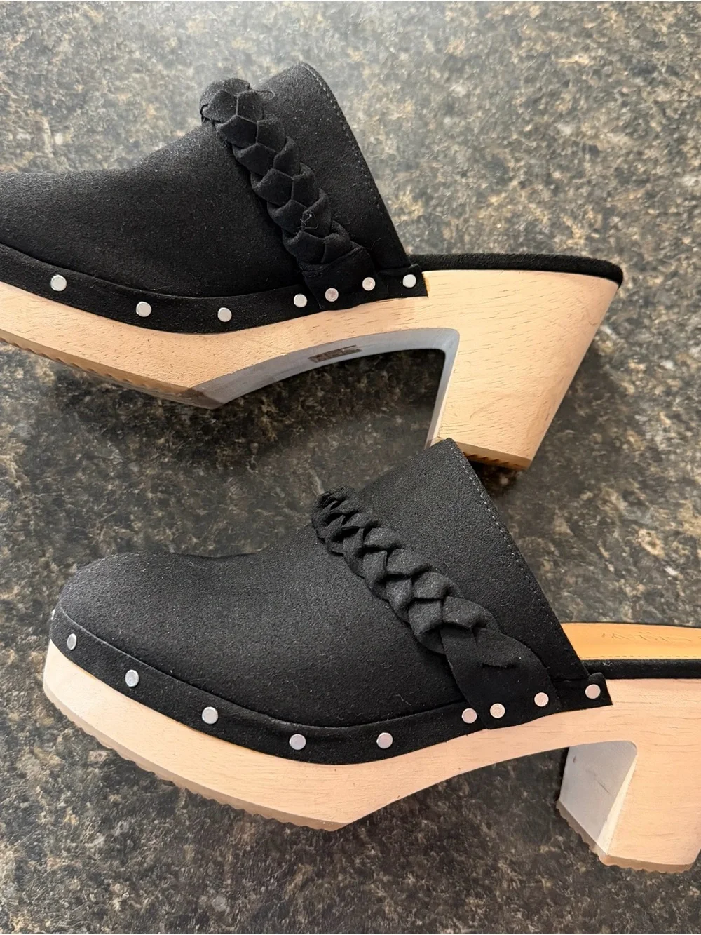 J. Crew Black Braided-Trim Mule Clogs